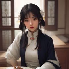 健康管理师王芳女士头像照片，在健康咨询室内为客户讲解饮食方案，桌上摆放着稞麦样品与营养图表